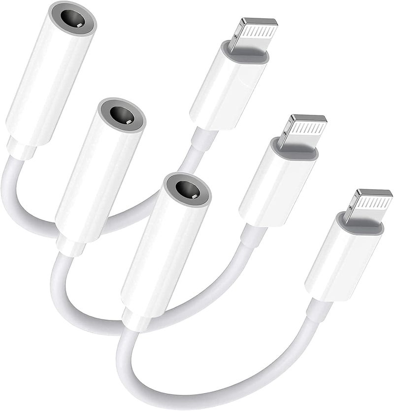 esbeecables Lightning to 3.5 mm Headphone Jack Adapter, [Apple MFi Certified] 3 Pack iPhone 3.5mm Headphones/Earphones Aux Audio Dongle Adapter Compatible for 14 13 12 11 XS XR X 8 7, Support All iOS - Image 1